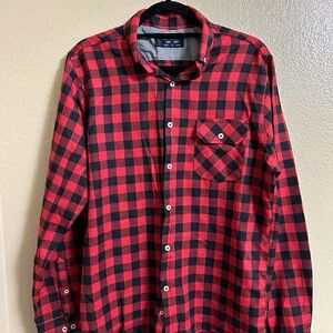 Buckle London Red and Black Checkered Men's Shirt long sleeve button down size L